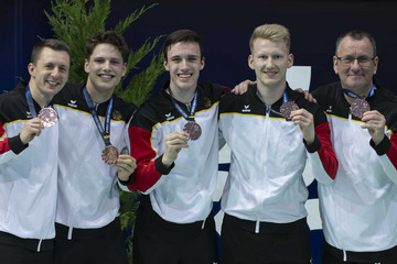 Das deutsche Bronze-Team auf dem Doppelminitrampolin. | Foto: Thomas Rösler