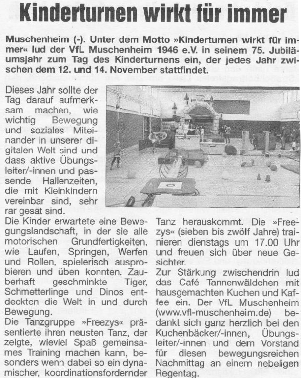 Pressebericht Tag des Kinderturnens Muschenheim